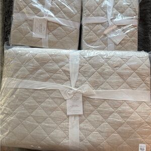 Pottery Barn Cream Quilted Bedding Set